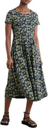 Seasalt Cornwall Veronica Print Stretch Organic Cotton Midi Dress in Winding Nasturtiums Maritime at Nordstrom Rack, Size 16 Us / 20 Uk