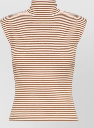 Max Mara ribbed striped sleeveless turtleneck top