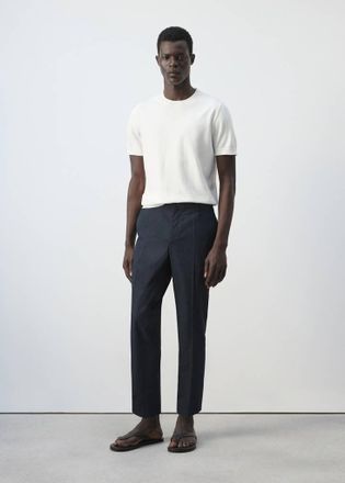 Mango Pantaloni slim-fit cropped misto cotone navy - Uomo - 44 - MANGO MAN