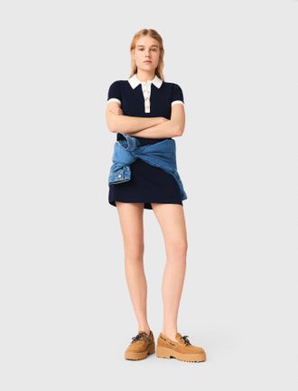Maje Contrast-trim Polo Dress - Navy - Maje