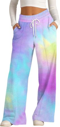 Generic Ladies Jogging Bottoms Straight Leg, Wide Leg Joggers for Women UK Casual Tracksuit Bottoms Elastic High Waisted Drawstring Sweatpants Sports Yoga Tro