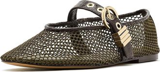 Steve Madden Lucia Womens Flat Shoes Olive Mesh : 6.5 M, Leather