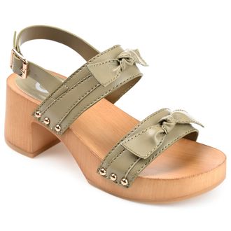 Journee Collection Womens Tia Double Bow Accent Clog Sandals
