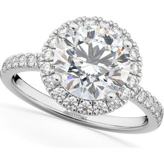 Allurez Round Halo Lab Diamond Engagement Ring 14K in 2.50Ct/white Gold at Nordstrom, Size 7.5