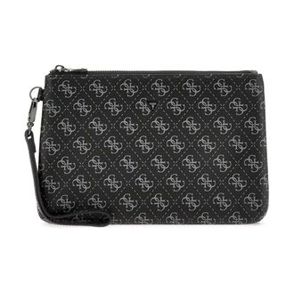 Guess Bags, male, Black, Size: ONE SIZE Monogram Handbag - Black Metal Logo