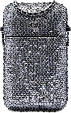 Chanel Pre-owned Phone Holder - Dames - Vintage Mini Tas - Grijs - ONE Size - Leer - Vintage