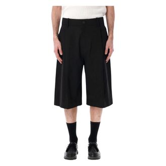 STUDIO NICHOLSON Long Shorts, male, Black, Size: L Fowld Pleat Short