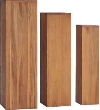 vidaXL Soportes Para Plantas 3 Piezas Madera Maciza De Teca Vidaxl