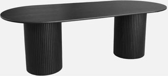 Sweeek Mesa De Comedor De Madera De H&eacute;vea Y Chapado De Roble, 8 Plazas