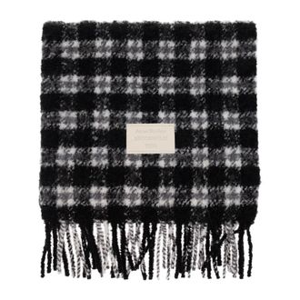 Acne Studios Checked Logo Scarf - unisex - Accessoires - Zwart - Maat: ONE Size Wol