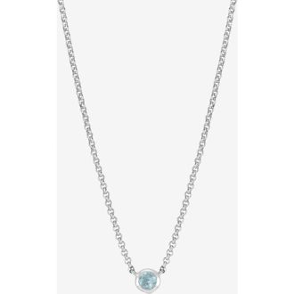 Dower & Hall Aquamarine Round Dewdrop Pendant in Sterling Silver at Nordstrom, Size 18