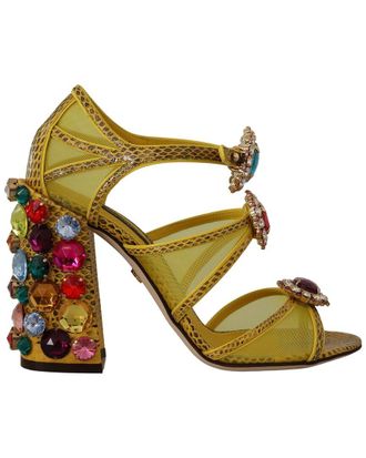 Dolce & Gabbana Leather Ayers Crystal Sandal