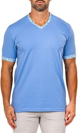 Maceoo Edison Marthyr0005 Blue Cotton V-Neck T-Shirt at Nordstrom, Size 7