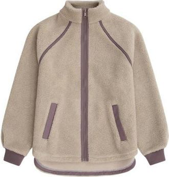Animal Bonnie Borg Trim Fleece Jacket in Dark Beige at Nordstrom, Size 12