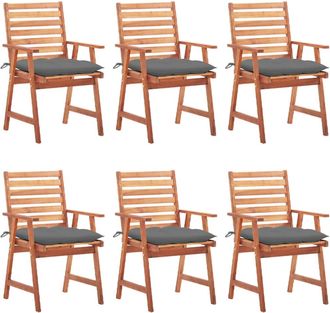 vidaXL Vidaxl - Sillas Comedor De Jard&iacute;n Y Cojines 6 Uds Madera Maciza Acacia