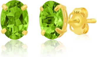 MAX + STONE 14k Yellow or White Gold 7x5mm Oval Stud Earrings with Push Backs