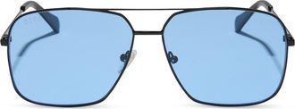 DIFF Eyewear Leo Aviator Sunglasses in Black Blue at Nordstrom Rack