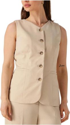 Modstr&ouml;m Jassen, Dames, Beige, S, Zand Blazer Normamd Top