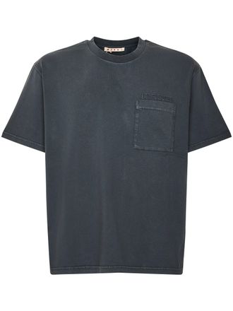 Marni Boxy-Fit Black Cotton T-Shirt with Subtle Embroidery