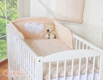 OEM Juego De Ropa De Cama De 3 Piezas 135x100 - Corazones De Lunares Beige