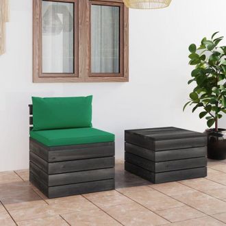 vidaXL 2 Pcs Conjunto De Paletas Con Cojines De Pino Masivos