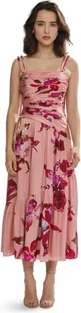 AMUR Daniella Printed Viscose Midi in Warm Speckled Iris at Nordstrom, Size 4