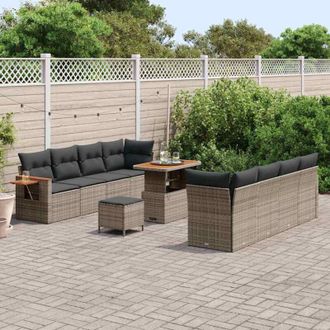 vidaXL Vidaxl - Conjunto De Sof&aacute; De Jard&iacute;n Manual 11 Pcs Gris 90 X 55 X 71 Cm