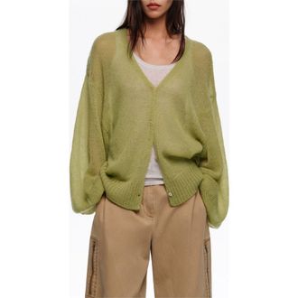 Bimba & Lola Mohair And Wool Long Cardigan in Green at Nordstrom, Size X-Small Eu