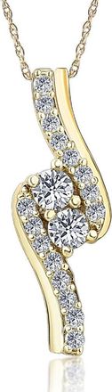 Pompeii3 3/4 Ct TDW Diamond Forever Us Two Stone Pendant Necklace in White or Yellow Gold