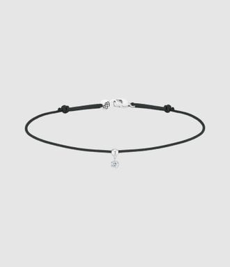 LA BRUNE & LA BLONDE Bracelet BB Diamant Brillant Cordon Noir Or Blanc