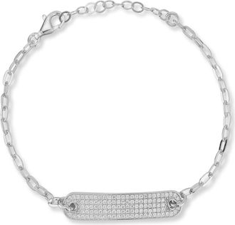 Sphera Milano Pav&eacute; Cubic Zirconia ID Bar Link Bracelet in Silver at Nordstrom Rack