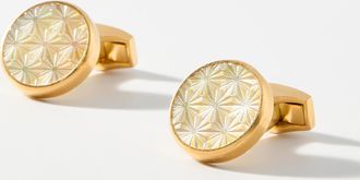 Tateossian Mens Asanoha mother-of-pearl cuff links