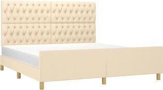 vidaXL Cama Sin Colch&oacute;n Tela Color Crema 180x200 Cm Vidaxl