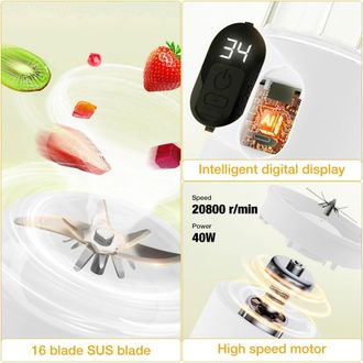 OEM Batidora Port&aacute;til Para Batidos Y Malteadas, Mini Batidora Con 16 Cuchillas, Pantalla Digital, Recargable Por Usb, Peque&ntilde;a Mini Batidora Para Batidos (