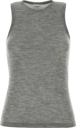 Saint Laurent Melange Grey Cashmere Tank Top