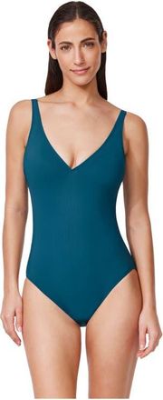 Gottex Tutti Frutti V-Neck One Piece in Petrol at Nordstrom, Size 16