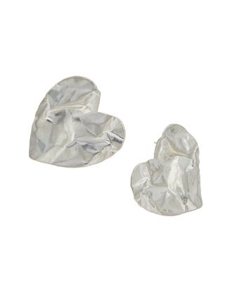 Oscar De La Renta Crushed Heart Large Earrings