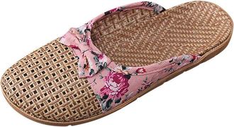 Generic cfpqv Closed Sandals, Womens Summer Linen Slippers, Lightweight Flat Slippers, Non-Slip Mules, Summer Shoes, Slides, Hollow Out Slippers, Linen Shoes,