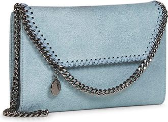 Stella McCartney Womens Crossbody Wallet Falabella Light Blue Polyester Shoulder Bags