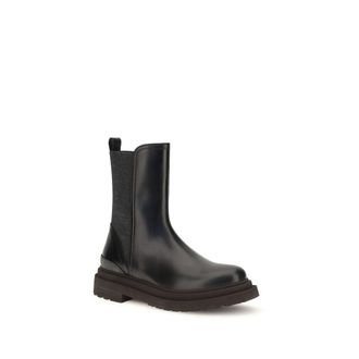 Brunello Cucinelli Calf Leather Chelsea Boot - Black