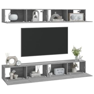 Berkfield Home Wall TV Cabinets 4 pcs Grey Sonoma 100x30x30 cm | Size: 100 x 30 x 30 cm