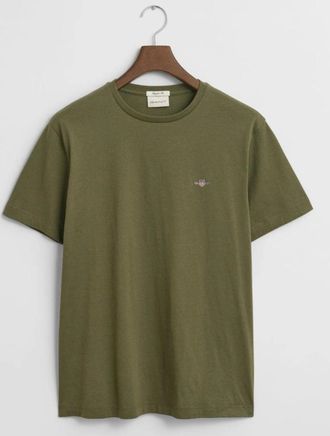 GANT Mens GANT Regular Shield T-Shirt, Moss Green - Tan - Size: 36