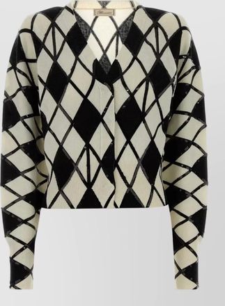 Blumarine embroidered wool cashmere cardigan