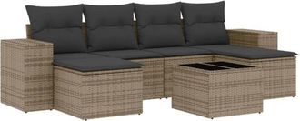 vidaXL Set De Sof&aacute;s De Jard&iacute;n 7 Piezas Con Cojines Rat&aacute;n Pe Gris Vidaxl