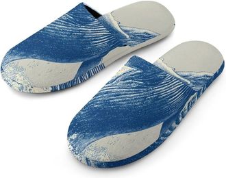 Generic Japanese Whales Jumping Mens House Slippers Slip Indoor Slipper On Shoes Warm Outdoor