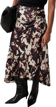 Mint Velvet Abstract Print Midi Skirt in Burgundy at Nordstrom, Size Large
