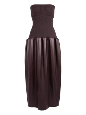 Tod's knitted leather midi dress - women - Virgin Wool/Ovine Leather (top grain) - M - Brown