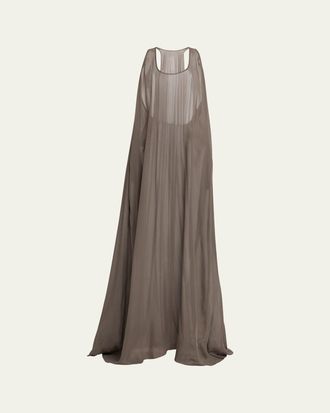 Rick Owens Sheer Silk Georgette Tank Gown