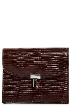 Toteme T-Lock Lizard Embossed Card Holder in Brown at Nordstrom