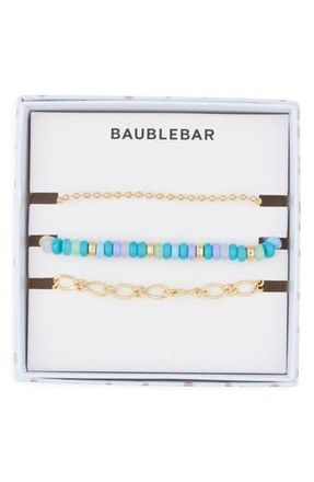 BaubleBar Arm Party Set of 3 Beaded & Chain Bracelets in Blue Multi at Nordstrom Rack